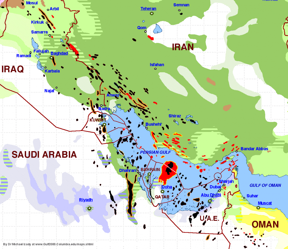 Persian Gulf populations and oil reserves